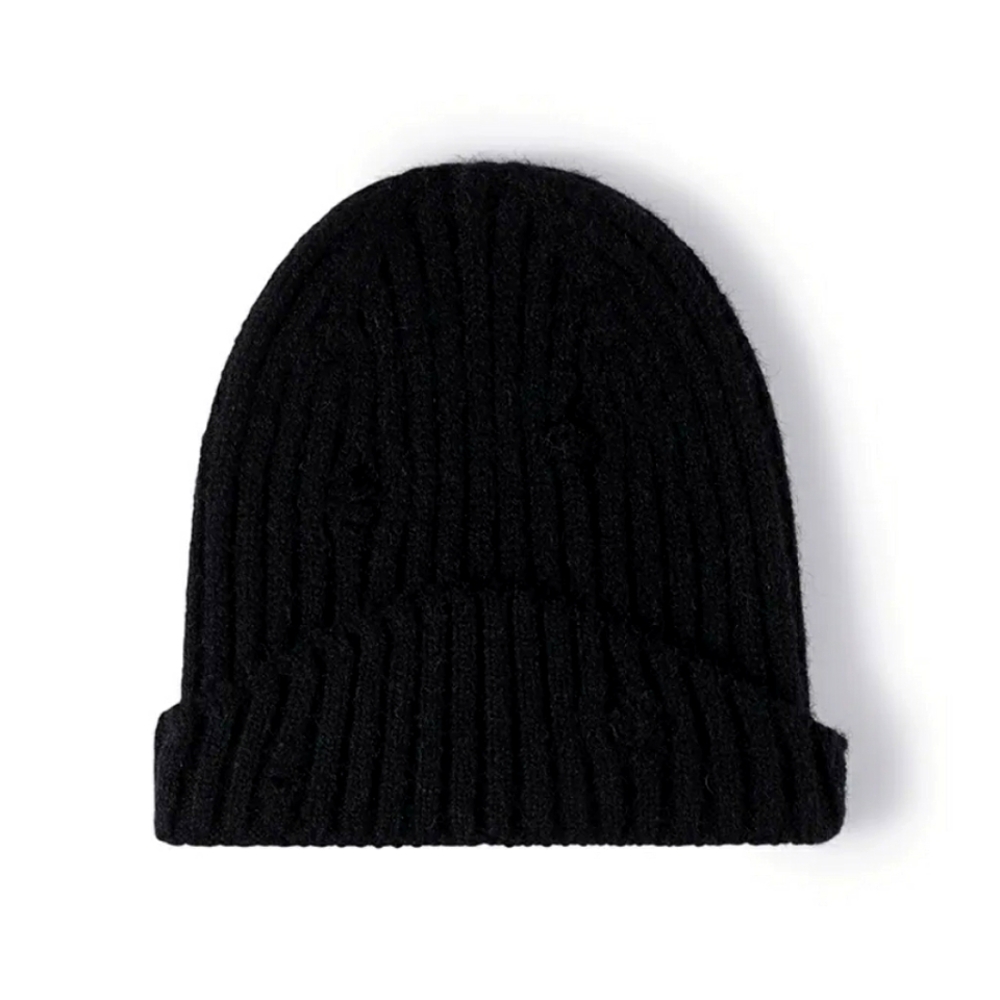 Distressed Rib Knit Beanie